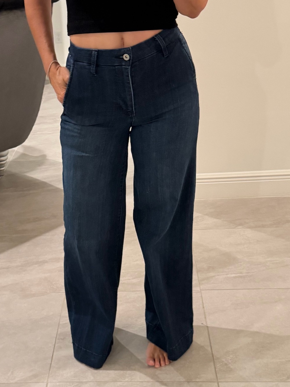BCBGeneration Dark Blue Wide-Leg Jeans